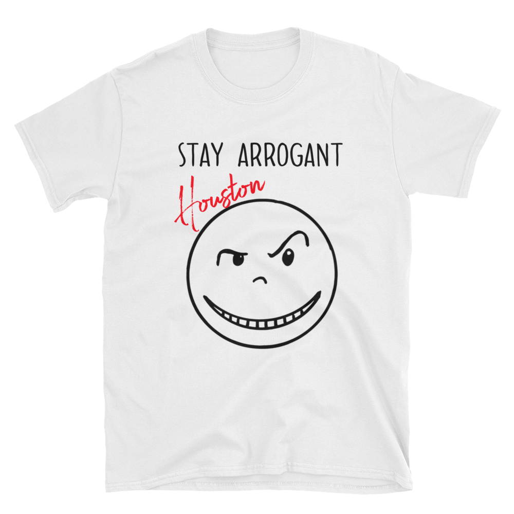 "STAY ARROGANT HOUSTON" Short-Sleeve WhiteNred T-Shirt