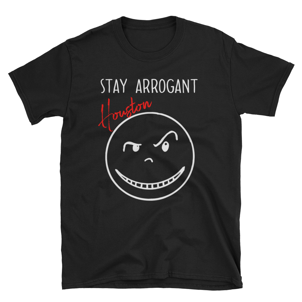 STAY ARROGANT HOUSTON-Short-Sleeve BlackNred T-Shirt